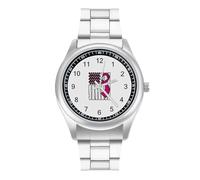Awareness Ribbon Breast C-ancer Flag Watch for Men Metal Band Watches Business Gift Three-Hand Wrist Watch for Boyfriend Father