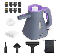 awasky Steam Cleaner: 10s Fast Heating-Lockable Steam Trigger-Large Tank-Refill Anytime-No Cooling-14 PCS Kit-Hand Held HandHeld Multi Portable Steamer for Home Kitchen Grout Tile Shower Cleaning Grey