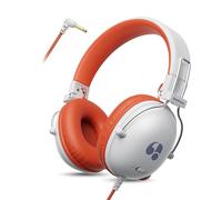 awatrue Kids Headphones Wired, Childrens Earphones for ages 3-12, 74/85db Safe Volume Limit, 3.5mm jack, Foldable Toddler Headphones for Girls/Boys/Chromebooks/School/Travel/Tablet/Kindle-WhiteOrange