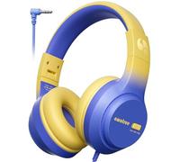 awatrue Kids Headphones, Wired headphones Kids with 74/85/94db Safe Volume, 3.5mm jack, Adjustable Headband, Foldable Over Ear Toddler Headphones for Plane/School/Travel/Tablet/Gifts (Blue Yellow)