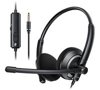 awatrue Wired Headset with Microphone for PC Laptop - 3.5mm Jack On Ear Headphones with Noise Cancelling Microphone for Boom Skype Webinars, in-line Control,Comfortable