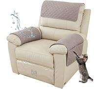 AWAV Sofa Armrest Cover, Headrest Cover for Recliner Chair Arm Cover, Armchair Slipcover with Pockets Nonslip Quilted Furniture Protector for Pets Leather Sofa Couch (Light Gray,2 Seater(4pcs))