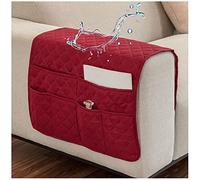 AWAV Sofa Armrest Organiser Hanging Storage Bag Couch Chair TV Remote Control Holder Armchairs Couch Organiser waterproof Anti-Slip for Cellphone Magazines Glasses TV Remote Control (Wine Red)