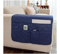 AWAV Sofa Armrest Organizer with 6 Pockets Armchair Organiser Soft Anti-slip Armchair Storage Bag Bedside Pocket for Phone Magazine Books Glasses Drinker Snack, Space Saver Bag (Navy Blue)