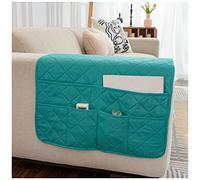 AWAV Sofa Armrest Organizer with 6 Pockets Armchair Organiser Soft Anti-slip Armchair Storage Bag Bedside Pocket for Phone Magazine Books Glasses Drinker Snack, Space Saver Bag (Green)