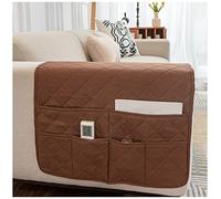 AWAV Sofa Armrest Organizer with 6 Pockets Armchair Organiser Soft Anti-slip Armchair Storage Bag Bedside Pocket for Phone Magazine Books Glasses Drinker Snack, Space Saver Bag (Coffee)
