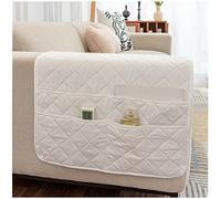 AWAV Sofa Armrest Organizer with 6 Pockets Armchair Organiser Soft Anti-slip Armchair Storage Bag Bedside Pocket for Phone Magazine Books Glasses Drinker Snack, Space Saver Bag (Beige)