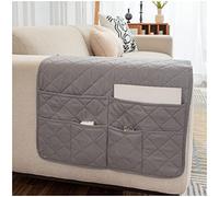 AWAV Sofa Armrest Organizer with 6 Pockets Armchair Organiser Soft Anti-slip Armchair Storage Bag Bedside Pocket for Phone Magazine Books Glasses Drinker Snack, Space Saver Bag (Grey)