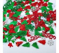 AWAVM 0.5 Ounce Christmas Glitter Sequins Elk Snowflake Gift Box Tree Bells Red Green White Confetti for Decorations
