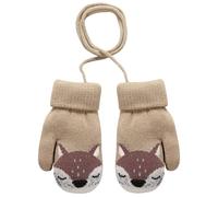 AWAVM 1 Pair Toddler Mittens with String, Warm Winter Knitted Mittens with Small Animal Print Baby Boys Girls Fleece Lined Gloves, Velvet Baby Mitten for Kids 0-3 Years