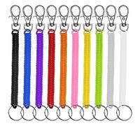 AWAVM 10PCS Spring Loaded Telephone Cord Keychain Plastic Colored Keychain Retractable Spiral Keychain Safety and Anti Loss Rope, Mobile Phone Strap, Keys, Wallet (10 colors)