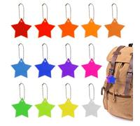 AWAVM 13 Pieces Star PVC Reflective Pendant, Star Reflective Key Chain, Night Safety Reflector (13 colors)