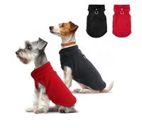 AWAVM 2 Pack Dog Jumpers, Dog Sweaters with Leash D-Ring,Warm and Soft Winter Jacket,Fleece Jumpers for small Cat and Dogs (Black and Red, S)