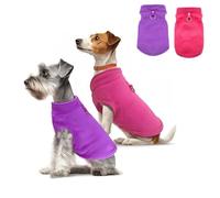 AWAVM 2 Pack Dog Jumpers, Dog Sweaters with Leash D-Ring,Warm and Soft Winter Jacket,Fleece Jumpers for small Cat and Dogs (Purple and Rose Red, XL)