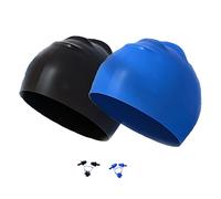 AWAVM 2Pack Silicone Swimming Cap Waterproof Anti-Slip Swimming Cap, Unisex Swimming Cap, Durable Stretch Unisex Swimming Cap