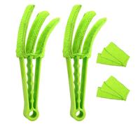 AWAVM 2Pcs Wet Dry Venetian Window Microfiber Brush 3 Pronged Washable Duster,Washable Window Blind Duster Brush (Green)