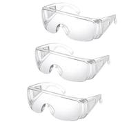 AWAVM 3 Pcs Anti-scratch Protective Glasses Eye Protective Safety Goggles Adult UV Protection Safety Goggles over Glasses for Construction, Chemicals, Laboratory