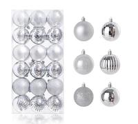 AWAVM 36pcs Christmas Tree Decoration Balls, 30mm (1.18 inches) Classic Christmas Ball Pendant, Matte, Glossy, Shiny Set (Silver)