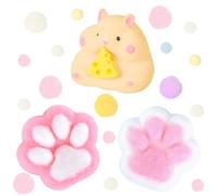 AWAVM 3PCS Hamster Squishy Cat Paw Squishy Toys Taba Squishy Paw Toys Stress Relief for Kids Adults Fufu Squishy Hamster Set for Anxiety Portable Taba Squishy Kit Oreo Squishy for Party Favors