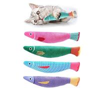 AWAVM 4PCS Catnip Toys for Cats,Cat Chew Toys,Cat Nips, Bite Resistant Catnip Toys with Bell Inside, Plush Cartoon Kitten Teething Interactive Toy