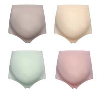 AWAVM 4PCS High Waist Stretchable Pregnancy Panties,Women's Maternity Knickers, Soft Breathable Under The Bump Pregnancy Postpartum Underwear, Pregnancy Seamless Soft Hipster Panties Over Bump