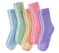 AWAVM 5 Pairs Womens Fluffy Socks, Soft Fuzzy Bed Socks Winter Warm Thick, Comfy Slipper Thermal Socks for Christmas Mum Mothers Day Gifts for Ladies