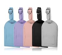 AWAVM 5-Piece PU Leather Luggage Tags, Aircraft Boarding Passes, Creative Luggage Tags, Flip Over Check-in Tags (5 Colors)