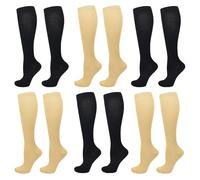 AWAVM 6 paires Chaussettes de Compression,15-20 mmHg Bas de Contention,Bas de Contention pour Femme et Homme,Chaussettes de Compression pour Sportive Cyclisme Voyage en Avion (L/XL)