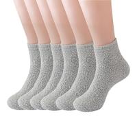 AWAVM 6 Pairs Fuzzy Socks Winter Warm Socks Womens Soft Socks Plush Coral Ladies Thick Fleece Socks for Autumn Winter Christmas (UK, Alpha, One Size, Regular, Regular, Grey)