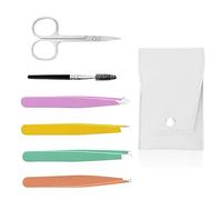 AWAVM 6 PCS Eyebrow Tweezers Women, Full Size Professional Eyebrow Tweezers Kit, Precision Tweezers Set for Eyebrow/Ingrown Hairs/Splinter/Facial Hair Removal, Stainless Steel Tweezers Women and Men