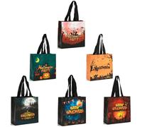 AWAVM 6PCS Halloween Trick or Treat Bags,Halloween Tote Bags with Handles, Gift Bags, Multifunctional Non-Woven Halloween Bags for Gifts Wrapping, Trick or Treat, Halloween Party Supplies