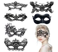 AWAVM 6PCS Venetian Masks, Mardi Gras Masks for Masquerade Night, Lace Half Face Masquerade Masks for Women Men, Mardi Gras Masks Halloween Masquerade