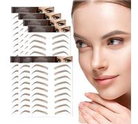 AWAVM 7Sheets/77Pairs 4D Hair-Like Tattoo Stickers Waterproof Natural Fake Eyebrow Stickers,Long Lasting Eyebrow Grooming Shaping Perfect for Women and Girls (Brown-12)