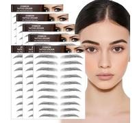 AWAVM 7Sheets/77Pairs 4D Hair-Like Tattoo Stickers Waterproof Natural Fake Eyebrow Stickers,Long Lasting Eyebrow Grooming Shaping Perfect for Women and Girls (Black-02)