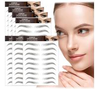 AWAVM 7Sheets/77Pairs 4D Hair-Like Tattoo Stickers Waterproof Natural Fake Eyebrow Stickers,Long Lasting Eyebrow Grooming Shaping Perfect for Women and Girls (Black-01)