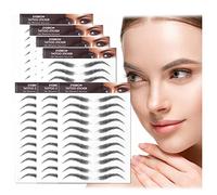 AWAVM 7Sheets/77Pairs 4D Hair-Like Tattoo Stickers Waterproof Natural Fake Eyebrow Stickers,Long Lasting Eyebrow Grooming Shaping Perfect for Women and Girls (Black-10)