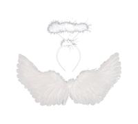 AWAVM Angel Wings and Halo,Angel Costume Fairy Wings,2PCS White Angel Wings Fallen Angel Wings Costume,White Fairy Angel Wings Fallen Angel Wings for Adult Halloween Christmas Party