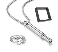 AWAVM Anxiety Relief Mindful Necklace Set, Anapana Breathing Necklace, Anxiety Relief Ring for Men Women Meditation