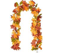 AWAVM Artificial Autumn Maple Leaves Garland Autumn Decorations, Fall Hanging Plant for Home Garden Wall Doorway Backdrop Fireplace Decoration, Wedding Party Thanksgiving Decor,1.7m