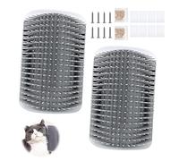 AWAVM Cat Self Groomer with Catnip pouch 2 Pack,cat massager and Brush for Short Long Fur Cats, Softer Massage Toy for Kitten Puppy (Grey)
