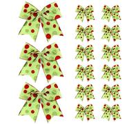 AWAVM Christmas Red Green Bows Decorations 15 Pcs Large Dot Bows Tie Bows Christmas Wreaths Ornaments Xmas Tree Topper Ornaments Xmas Decor Santa Gift Accessories Decorative 5.9in