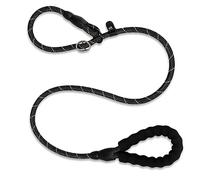 AWAVM Dog Slip Lead 6ft, Figure of 8 Dog Lead, Anti-pull Dog Training Leash Rope Lead with Durable Padded Handle, 6FT/182cm, Black