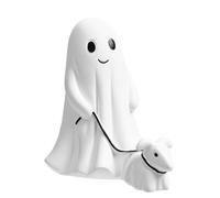 AWAVM Ghost Walking Dog Statue, Lovely Ghost Statue With Dog, Ghost Walking A Puppy Halloween Decorations, Ghost And Ghost Dog Figure Ornament For Halloween Home Decor (Boy)