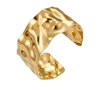 AWAVM Gold Cuff, Adjustable Bracelet for Women, Hammer Strike Pattern Chunky Bangle, Arm Cuff Gold