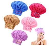 AWAVM Hair Towel Wrap,Rapid Drying Hair Towel,Microfibre Towel Super Absorbent Anti Frizz Dry Hair Hat for Women and Girls Drying Hair (5PCS)