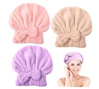 AWAVM Hair Towel Wrap,Rapid Drying Hair Towel,Microfibre Towel Super Absorbent Anti Frizz Dry Hair Hat for Women and Girls Drying Hair (3PCS)