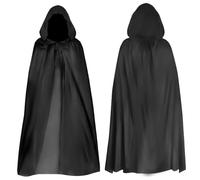 AWAVM Halloween Black Hooded Cloak Reaper's Cloak Black Devil's Cloak Cosplay Prom Party Halloween Masquerade Adult Children's Fancy Costume