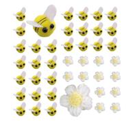 AWAVM Pack of 42 Bee Costume Accessories, 30 Pcs Bee Decorative with 12 Pcs Yellow Crochet Flowers, Mini Bee Decoration, Small Bee Decorations for DIY Craft Shop Clothing Decorations