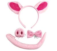 AWAVM Pig Costume Set - Ears, Tail, Nose, and Bow Tie Pink Fancy Dress Kit Accessories for Kids Halloween Party, Celebrations, Costume Parties, Dress Up Play