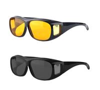 AWAVM Polarized Night Running Glasses 2pcs Night Vision Driving Surround Anti-Glare Sunglasses, Retro Surround Glasses, UV Windproof Suitable for men and women Night driving